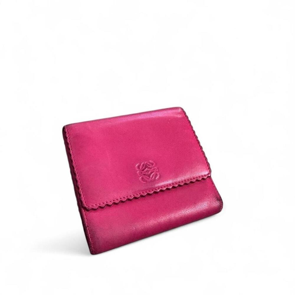 Vintage Magenta Loewe Trifold Anagram Wallet - Picture 1 of 8